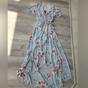 Show Me Your Mumu blue floral wrap dress